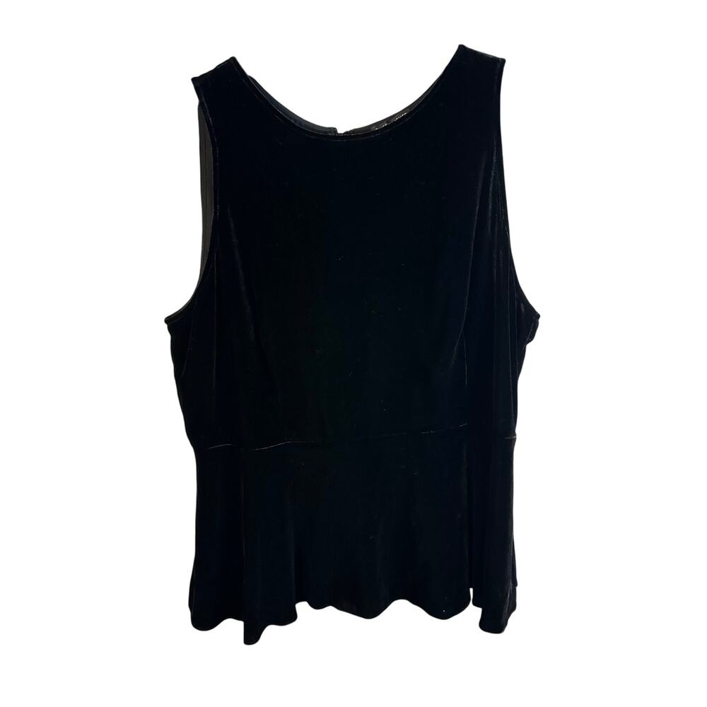 Eileen Fisher black velvet peplum sleeveless top Size Large